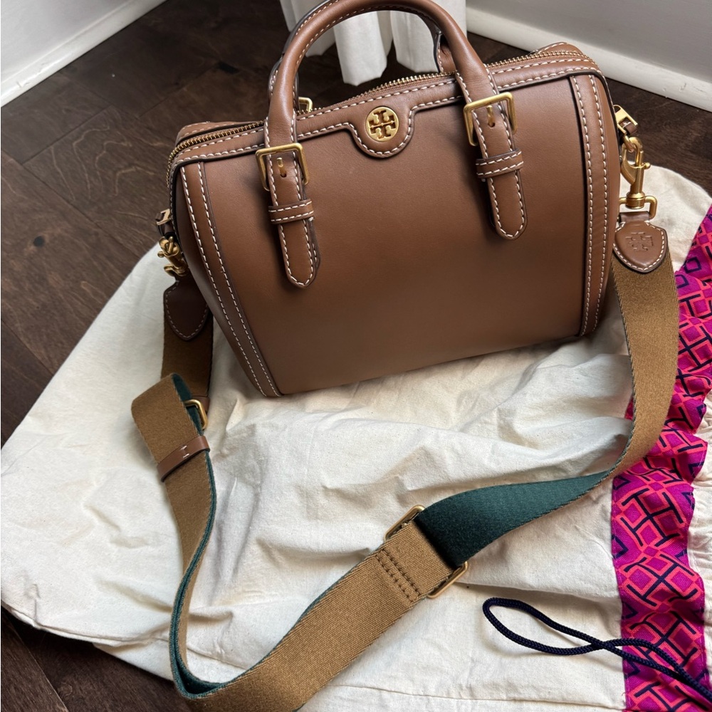 Tory Burch Tan Leather Satchel with Gold Accents